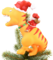 Tree Buddees Santa Riding a T-Rex Funny Christmas Tree Topper - Large 10"